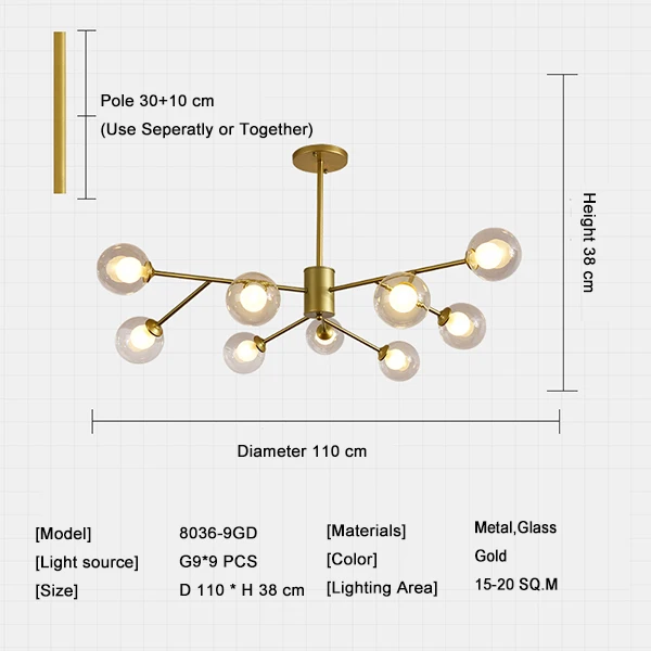 9 light Gold Современная простая железная хрустальная люстра, светодиодный светильник, высокое качество, светодиодный светильник, хрустальные люстры, светодиодный светильник E27, люстра с подвеской/droplight - Цвет абажура: 9 light Gold