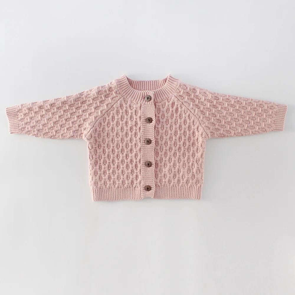 pink Новые весенние свитера для малышей; вязаная верхняя одежда с ромбовидным узором для младенцев; универсальный кардиган; трикотажное пальто для новорожденных; детские свитера - Цвет: pink