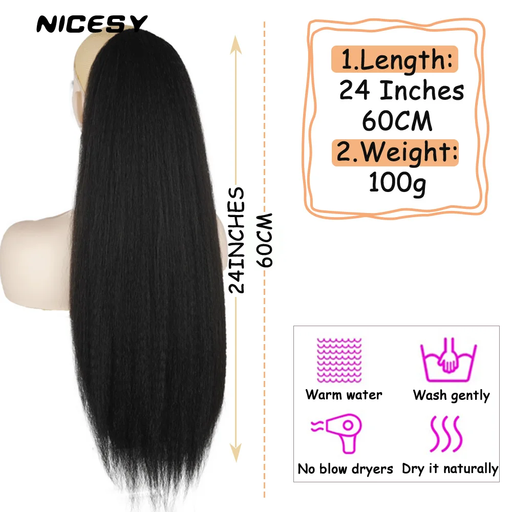 Hair Extensions Ponytail Afro 24in100g Kinky Straight Long Drawstring Natural False