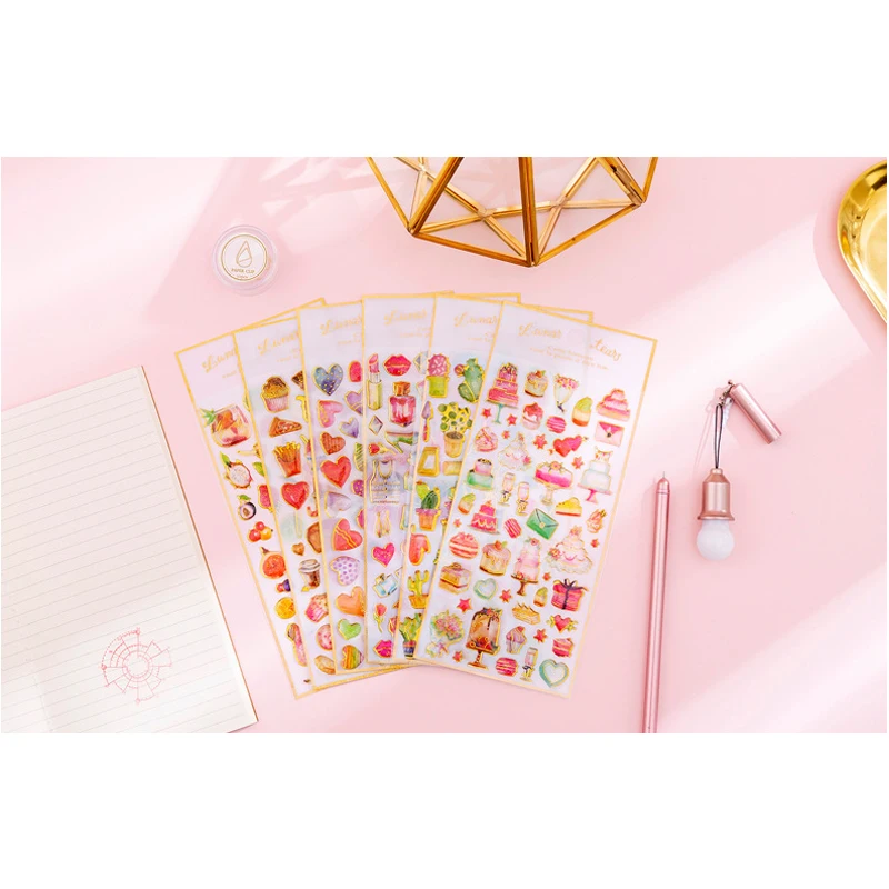 30packs Colorful Crystal Epoxy Planner Sticker Fruit DIY Scrapbook Sticker Diary Sticky Vsco Girl Phone Decoration Stickers