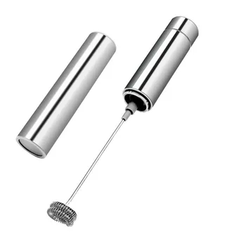 

Stainless steel electric milk beater stainless steel protective cover hand held Mini stirring milk bubbler double layer milk