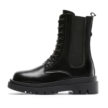 online Goth Sapatos Para Mulher Outono Sapatos Femininos De Couro Botas Planas Moda Feminina Botas De Inverno Antiderrapante Quente Sapatos Grossos Women35-40