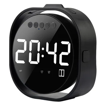 

Alarm Clock Mini Mirror Bluetooth Speaker LED Screen Support Card Wireless Subwoofer EX62