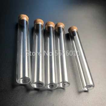 

20pcs/lot 15*100mm Flat Bottom Glass Test Tubes with Cork High Temperature and Pressure Resistance Thick Glass Tubes