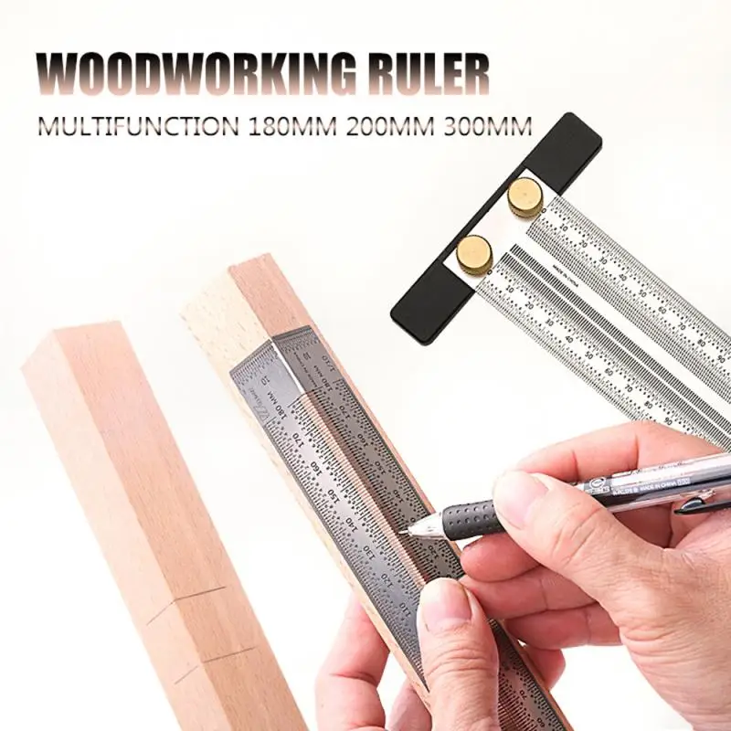Precision Marking Gauge Ruler T-Type Square Multifunction Woodworking Tool Ruler