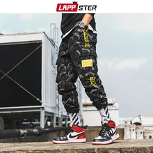 LAPPSTER, Забавный принт, уличная одежда, брюки карго, мужские,, комбинезоны, мужские, s, хип-хоп, бегуны, штаны, корейский стиль, спортивные штаны, мужские черные брюки
