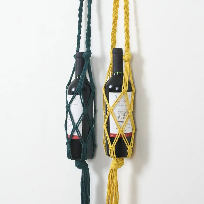 

Macrame Wine Bottle Holder Bottle Bag Wine Storage For Hanging Bottles Woven Rope Net Pocket Wine Bags