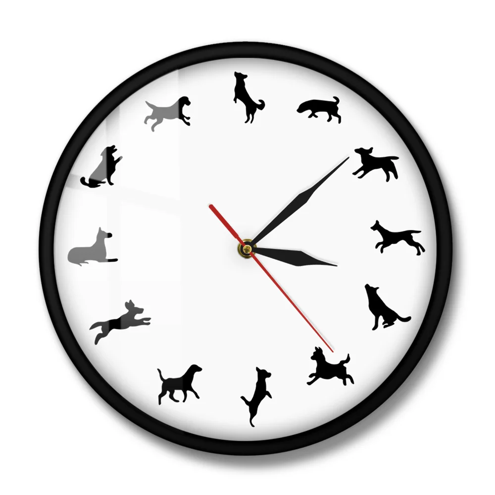Настенные часы с разными позициями декор для ветеринарной клиники щенков