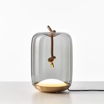 Billig Moderne Minimalistischen Designer Brokis Knoten Glas Schreibtisch Lampe Hanf Seil Lampe Glas Innen Beleuchtung Wohnzimmer Nacht Schlafzimmer Studio