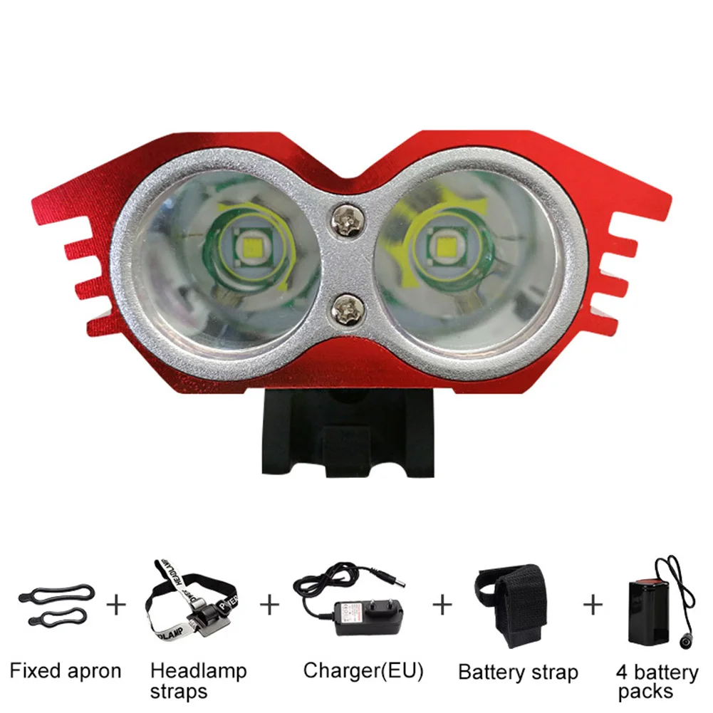 EU red 2 lamp Велосипедный Водонепроницаемый светодиодный фонарь Аксессуары для велосипеда головной светильник лампы сильный светильник перезаряжаемый BF88 - Цвет: EU red 2 lamp