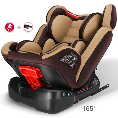 Хаки Детский автомобильный ремень безопасности ISOFIX соединение Двусторонняя установка 165 градусов Регулировка сидя и лежа подходит От 0 до 12 лет - Цвет: Хаки