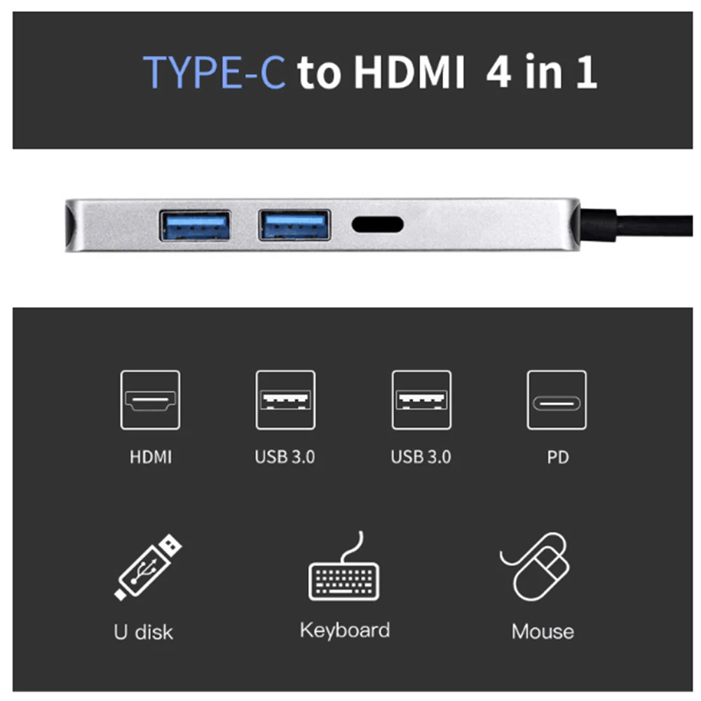 Type-C к HDMI Usb четыре в одном док-станция Мощность PD Tv проектор многофункциональный 4K конвертер внешние аксессуары
