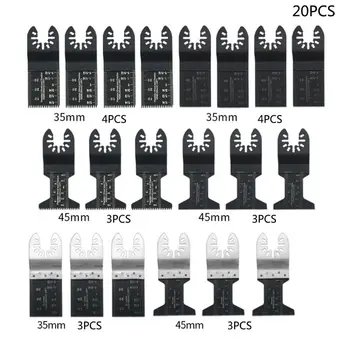 

20PC Universal Wood Metal Oscillating Multitool Quick Release Saw Blades Fit Porter Cable Black & Decker Rockwell Ridgi