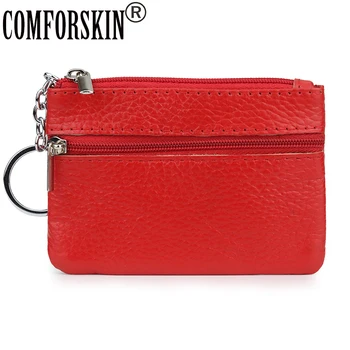 

COMFORSKIN Luxury Brand 100% Cowhide Leather Unisex Key Wallet Multi-function Zipper Coin Purse Thin Style Card Holder Hot Sales