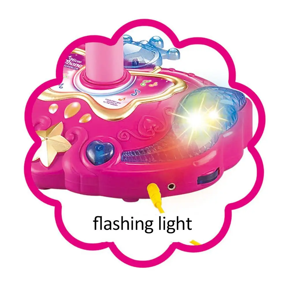 Один микрофон с регулируемым держателем мигающее сценическое освещение и педали раннего караоке Поющая игрушка подключение к мобильному