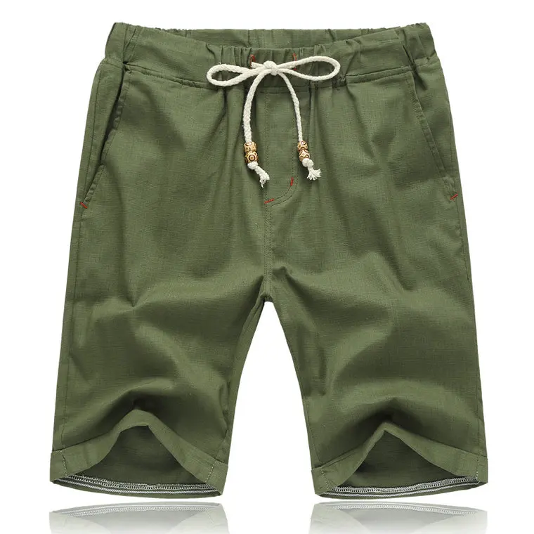 Army Green Красивые новые модные летние мужские хлопковые шорты, однотонные шорты с завязками, мужские повседневные пляжные шорты, мужские короткие штаны, 8 цветов - Цвет: Army Green