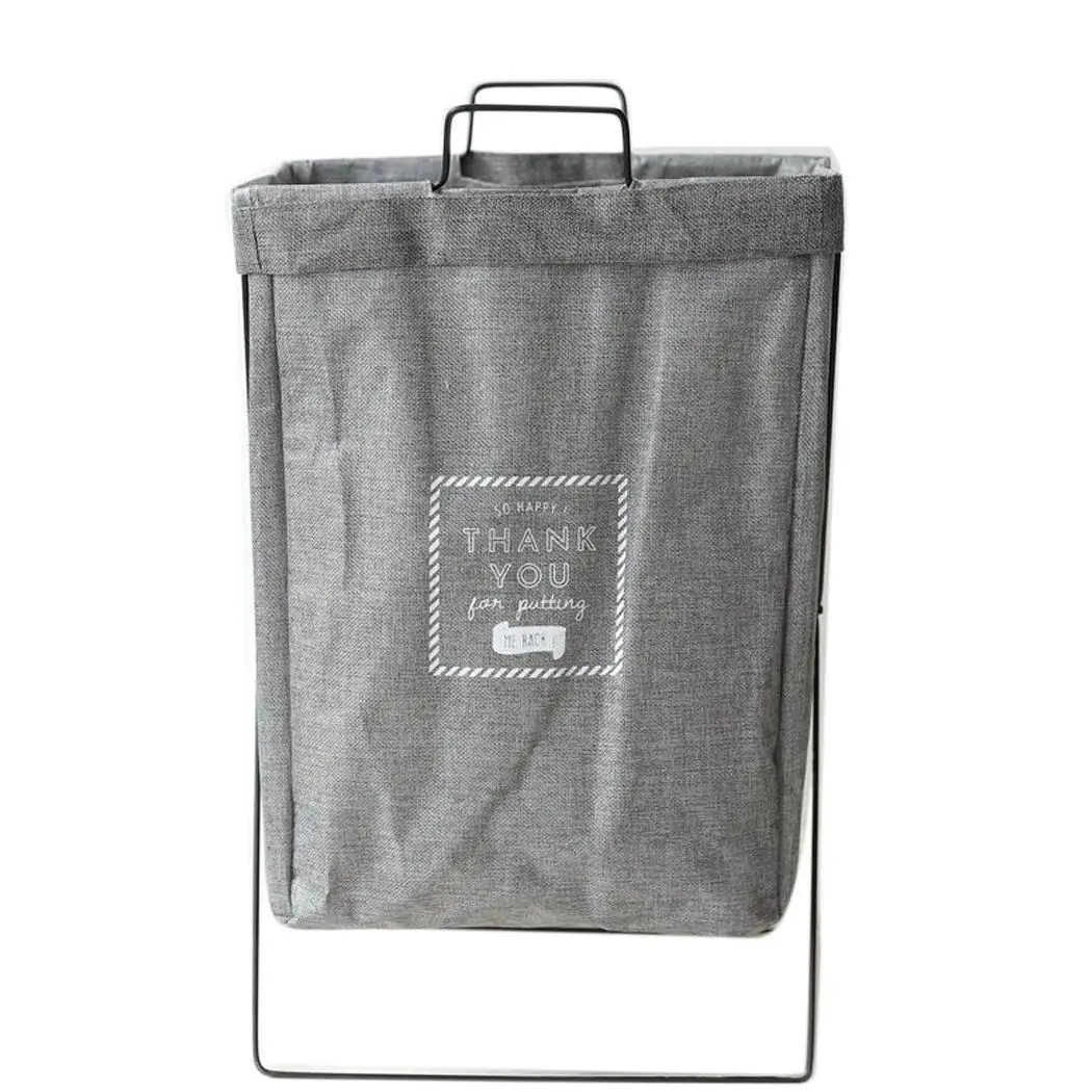 Home Fashion Metal Bracket Foldable Laundry Letter Clothes Storage Blue/Gray Square Basket