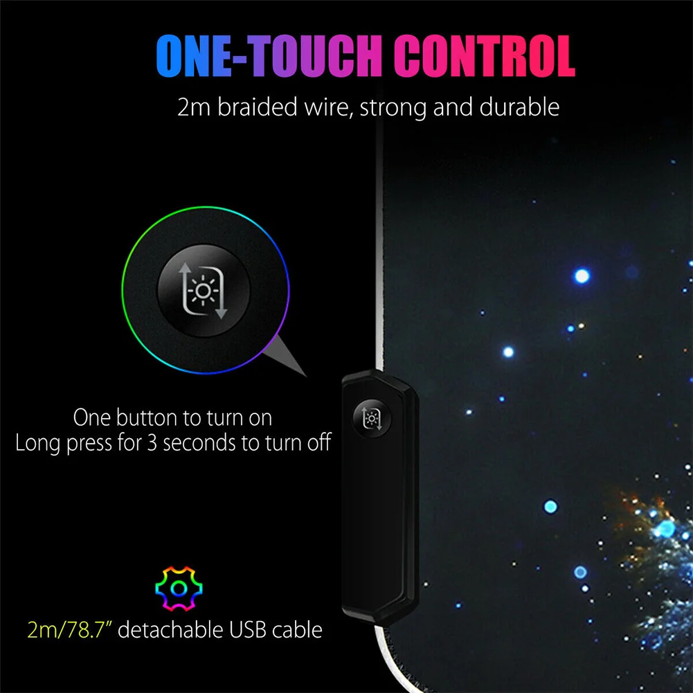 RGB для ПК, для дома, офиса, игровой резиновый ноутбук, цветной USB кабель, декоративный светодиодный коврик для мыши, нескользящий, светящийся стол