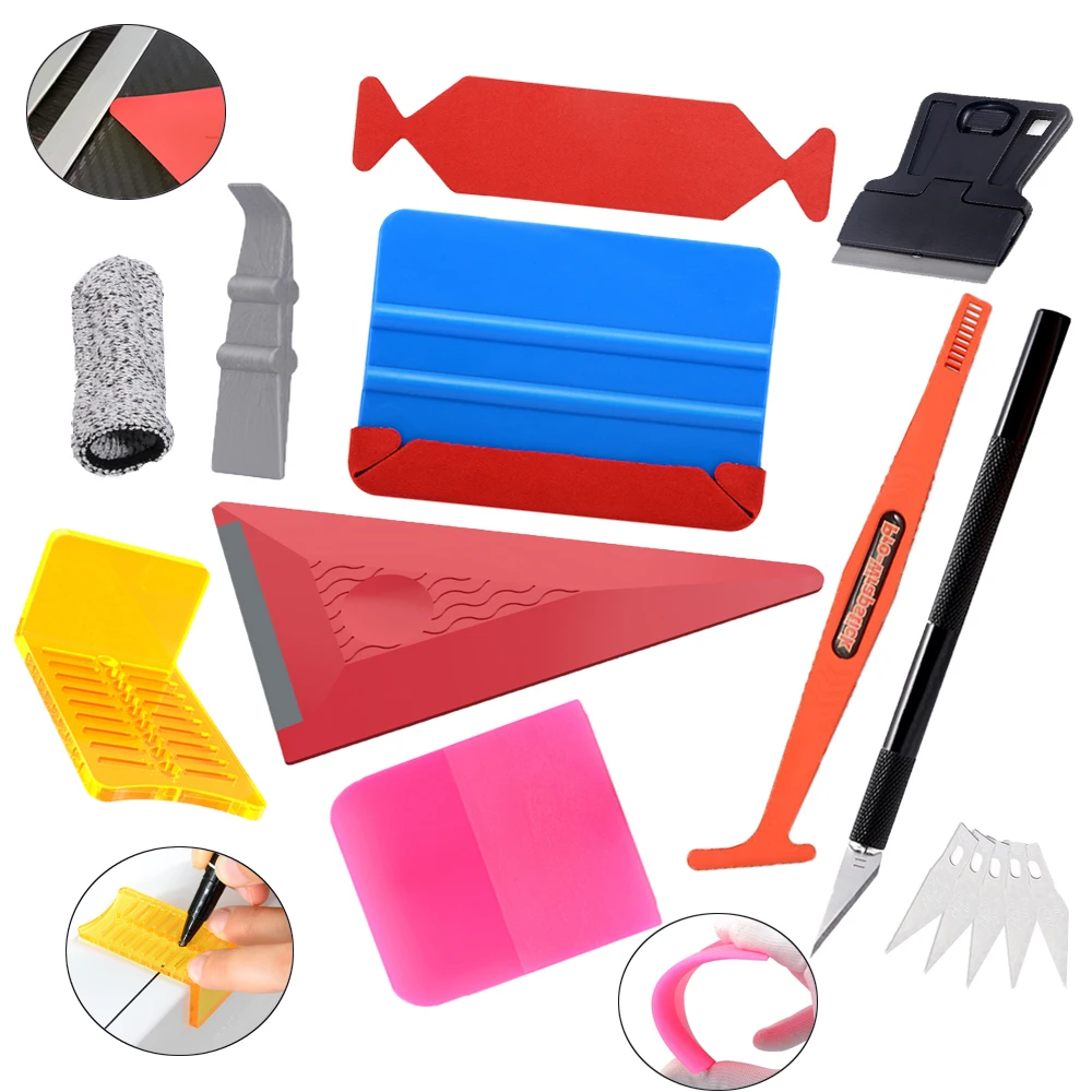 

FOSHIO Vinyl Car Tint Wrapping Tool Kit Magnet Stick Squeegee Measure Scraper Carbon Sticker Wallpaper Cutter Knife Accessories