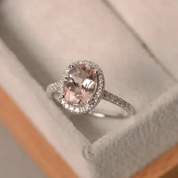

European and American Fashion Simple Champagne Oval Topaz Ring S925 Sterling Silver Morganite Gemstone Ladies Ring Jewelry