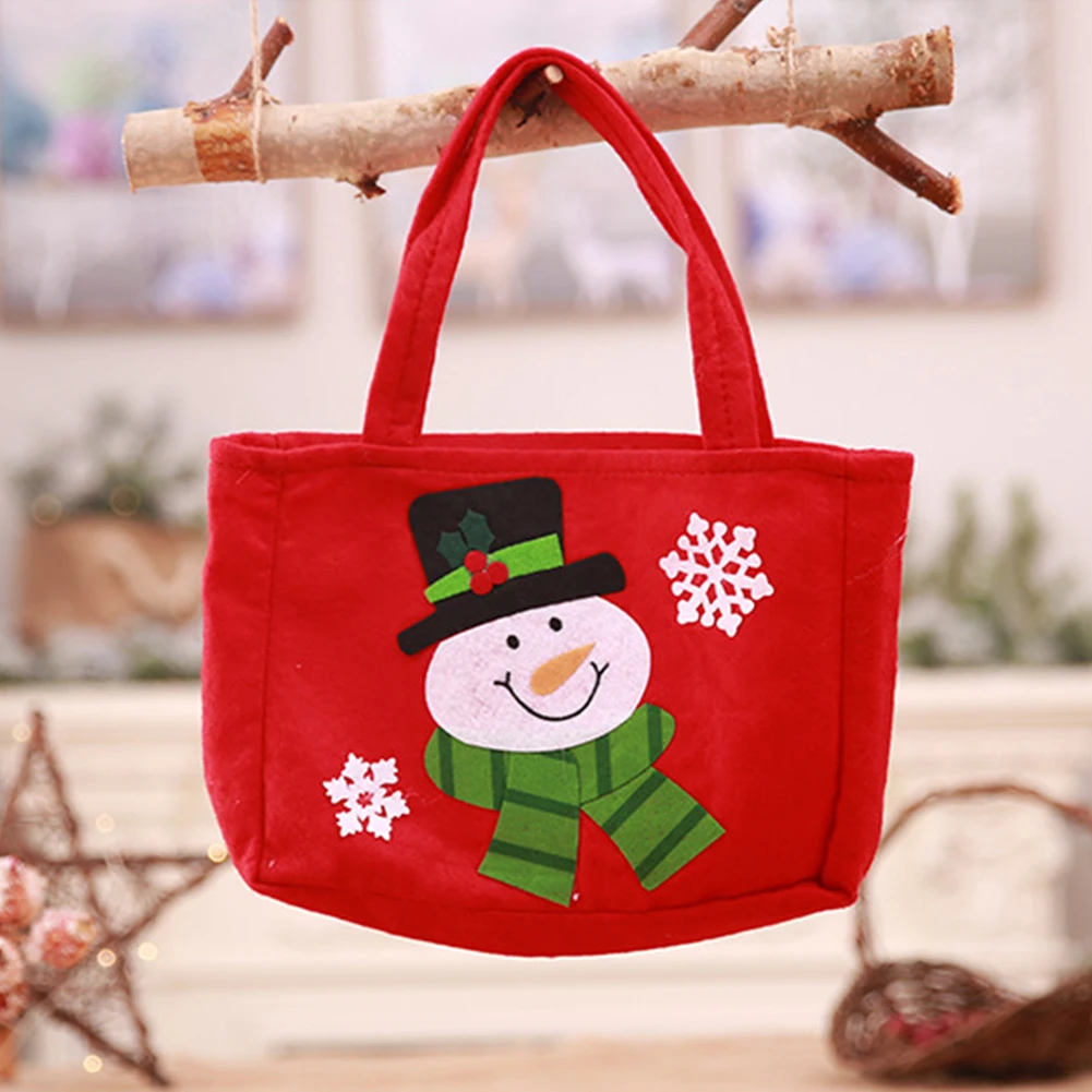 Decoration Cartoon Print Portable Hand Held Candy Gift Bag Hanging Storage Photography Prop Christmas Home Cloth Cute Store
