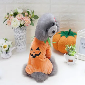 

Pet Supplies New Style Autumn And Winter Thermal Clothes Dog Clothes Halloween Pumpkin Fleece Pet Four-legged Pet Clothing 2019-