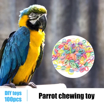 

100pcs Colorful Plastic Chain Parrot Birds Toys Non-toxic DIY C-Clip Hook For bird playing Safety