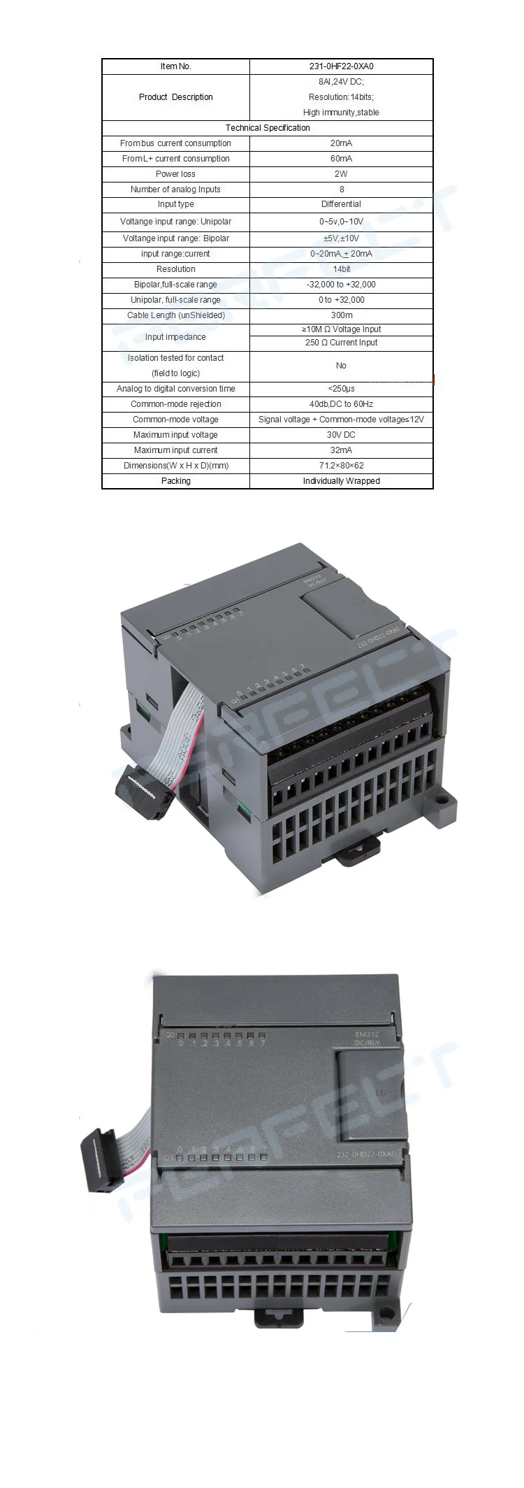 Аналоговый с ПЛК Модуль 6ES7231-0HF22-0XA0 Simatic Совместимость 6ES7 231-0HF22-0XA0 S7-200 EM231 8 мА x 14 бит 6ES72310HF220XA0