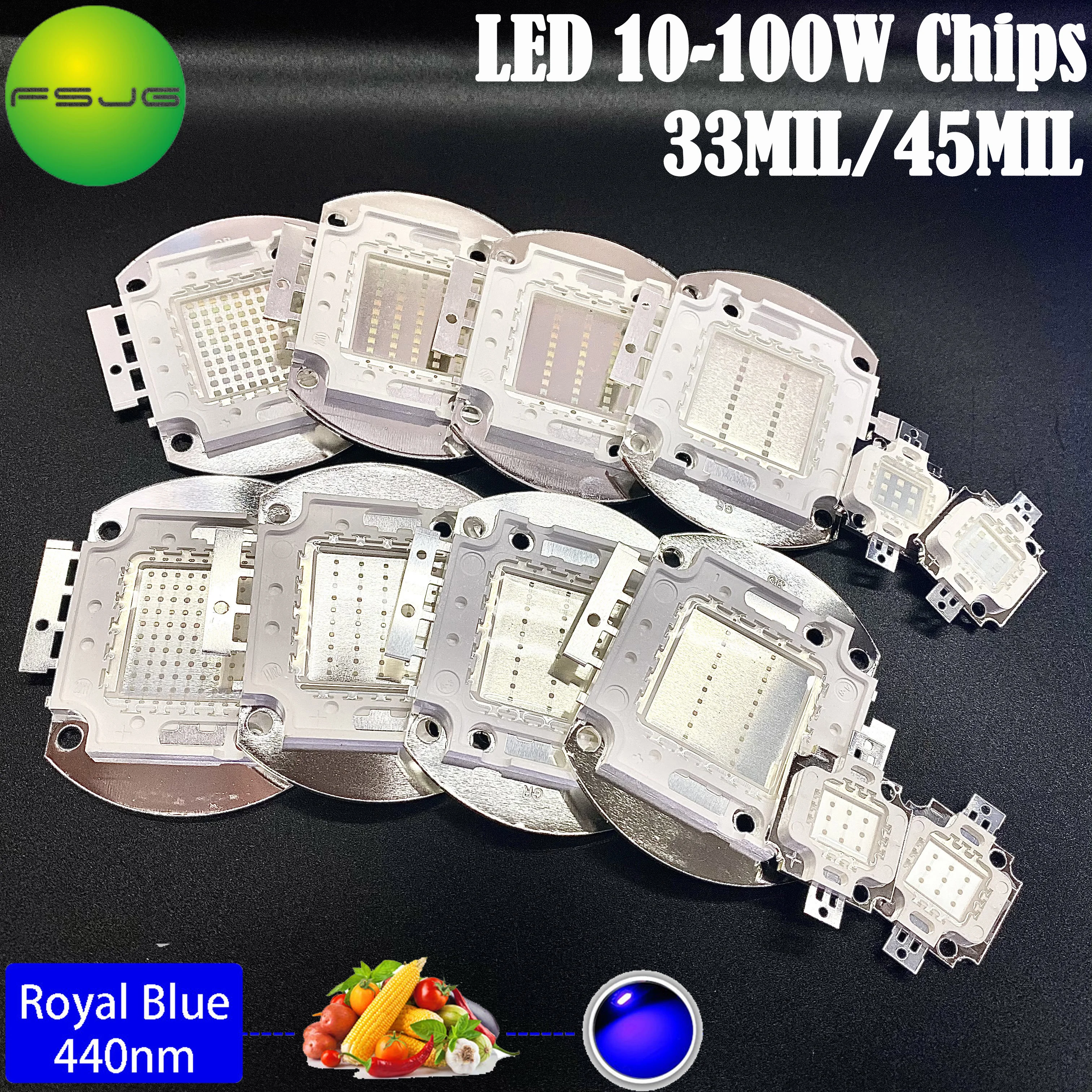 Мощный Королевский синий светодиодный чип для выращивания растений 100-нм нм 10 Вт
