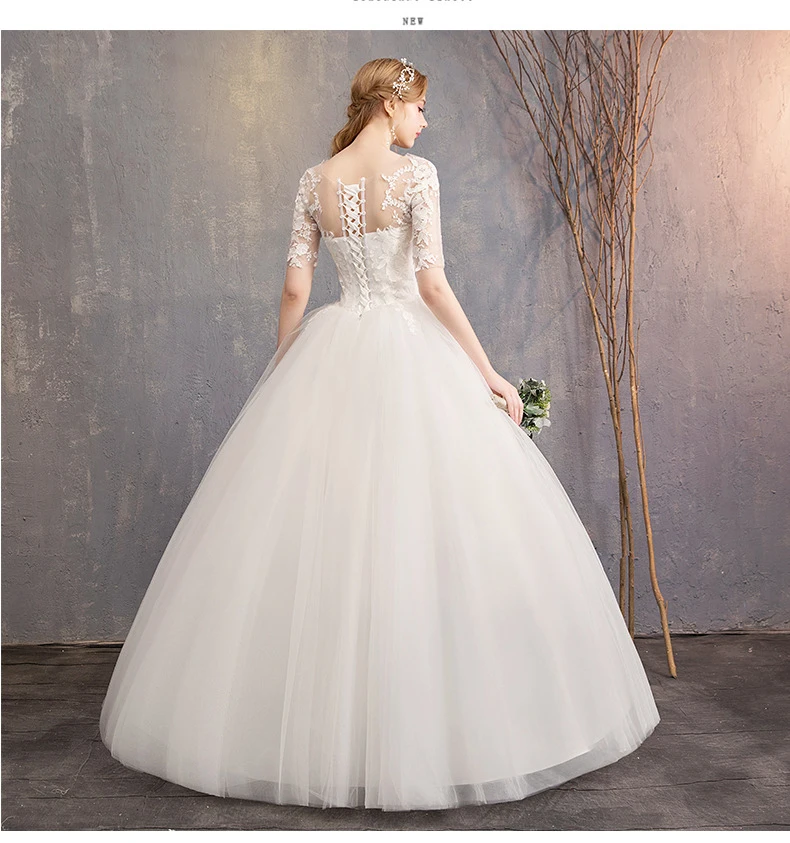 Новое Очаровательное кружевное свадебное платье es модный, больших размеров свадебное платье для принцессы Свадебное приталенное свадебное платье с аппликацией