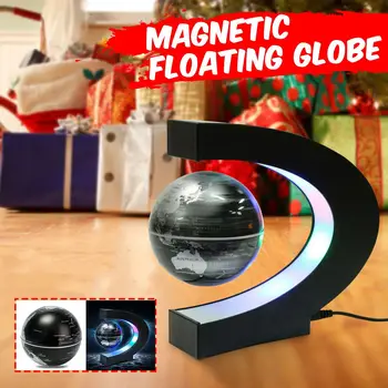 

C Shape LED World Map Decoration Magnetic Levitation Floating Globe School Supplies Geography Teaching Home Office Decor Gift