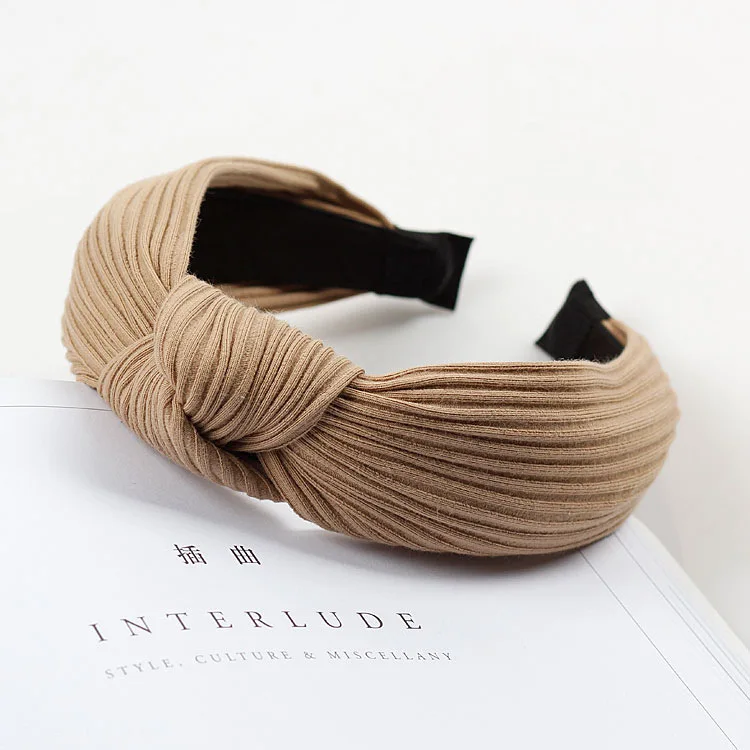 Korean-style New Style Hair Accessories Headdress Fabric Knitted Cross Knot Hair Bands Large Rims Headband Manufacturers Wholesa