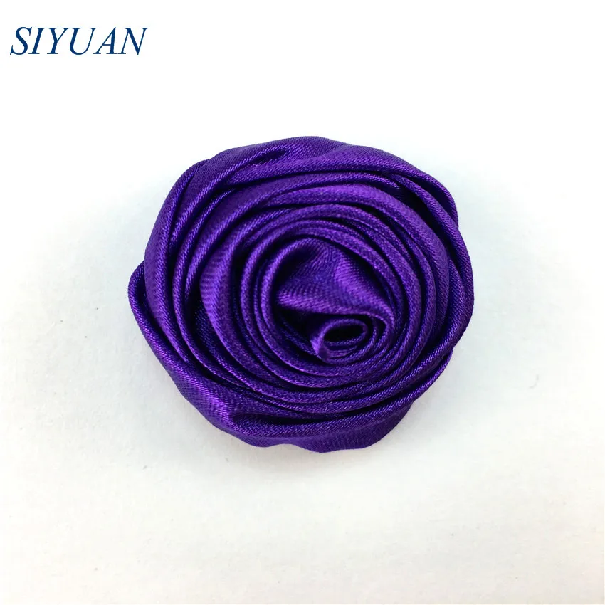 10-purple 10 шт./лот, искусственные аксессуары для волос 1,4 '', мини-свернутый атласный цветок с зажимом для волос, цветок бутон розы, Свадебный декор TH64 - Цвет: 10-purple