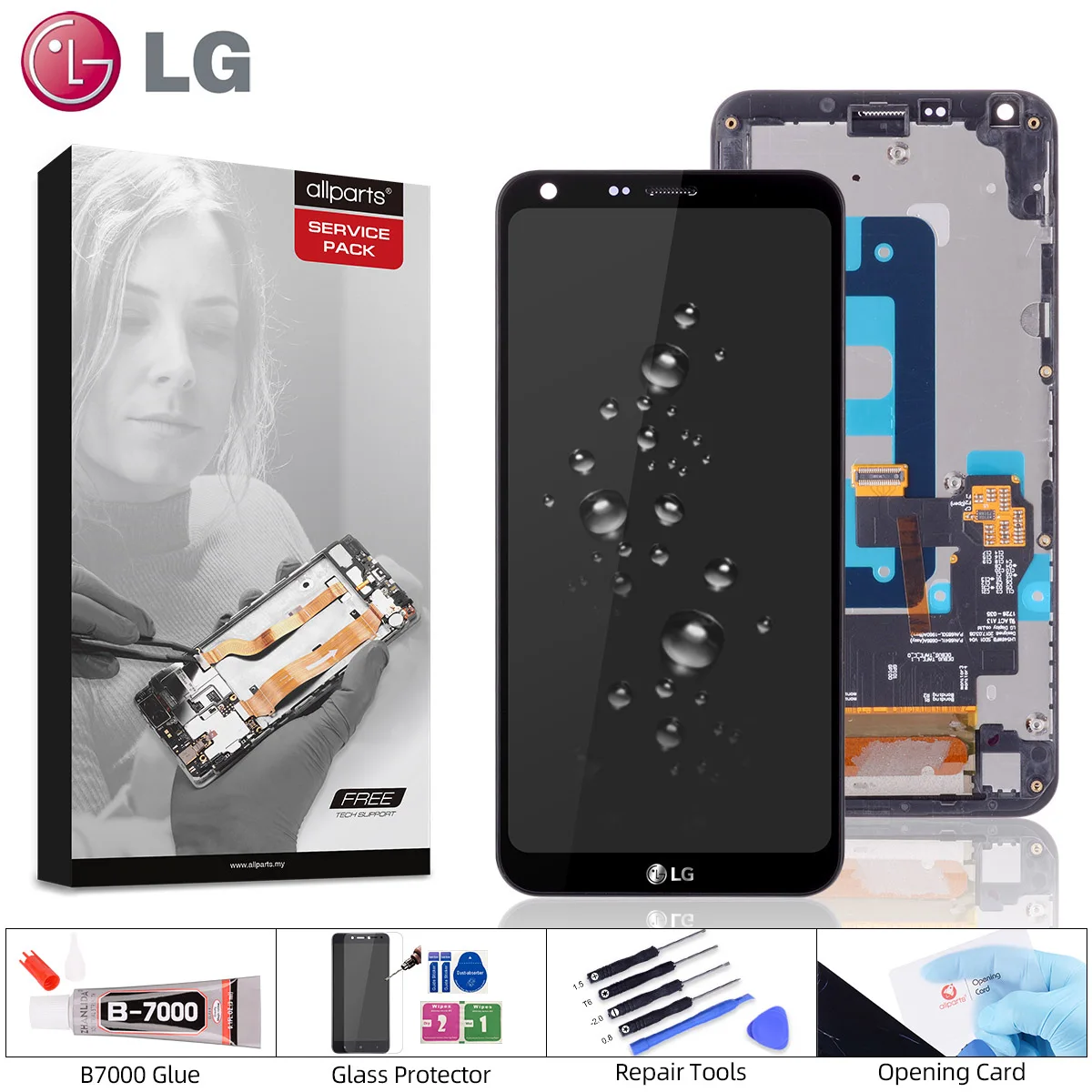 Цена Дисплей для LG Q6 G6 Mini LCD в сборе с тачскрином на рамке Оригинал черный