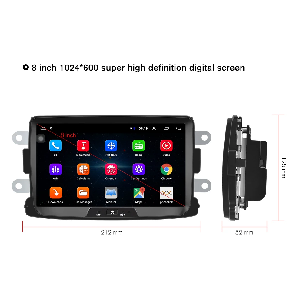 Podofo Android 8,1 автомобильный радиоприемник 8 ''HD сенсорный экран Автоматическое радио GPS Зеркало Ссылка стерео для Renault Sandero/Duster/Logan/Dokker