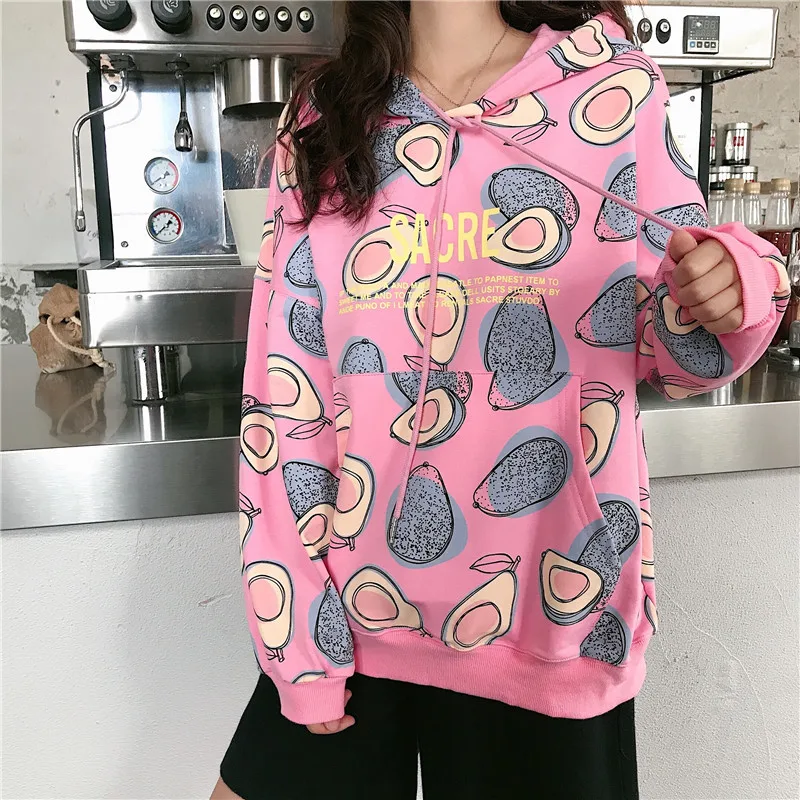 Pink Ulzzang зимняя женская Толстовка Harajuku печать толстовка с капюшоном bf с длинным рукавом Свободные пуловеры толстовка одежда ins - Цвет: Pink
