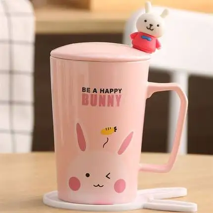 Mug F Керамическая s милая чашка керамические кофейные чашки молоко капучино чашка креативная с крышкой детская ложка Экологически чистая LZI013 - Цвет: Mug F