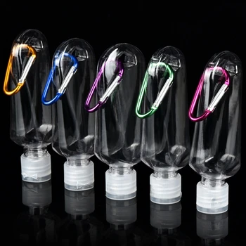 

6Pcs 50ml Refillable Empty Bottles with Keychain Nozzles Funnel Brush Labels Set K1KB