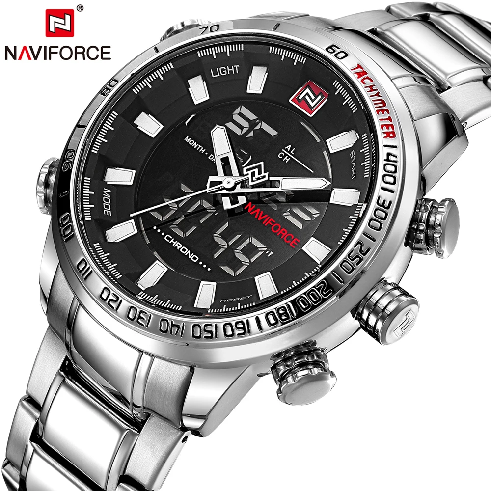  NAVIFORCE Top Brand Men Military Sport Watches Mens LED Analog Digital Watch Male Army Stainless Qu