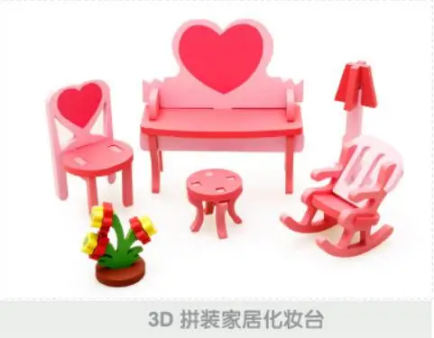 6 видов стилей деревянная 3D мебель игрушки Дети моделирование мебель игрушка игровой дом сборка мебель игрушки - Цвет: B