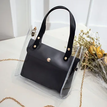 

Small Leather Handbags for Women 2019 Transperent PVC Hand Bags Female Mini Shoulder Bag Black Crossbody Messenger Phone Pouch