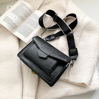 

2020 new mini handbags women fashion ins ultra fire retro wide shoulder strap messenger bag purse simple style Crossbody Bags