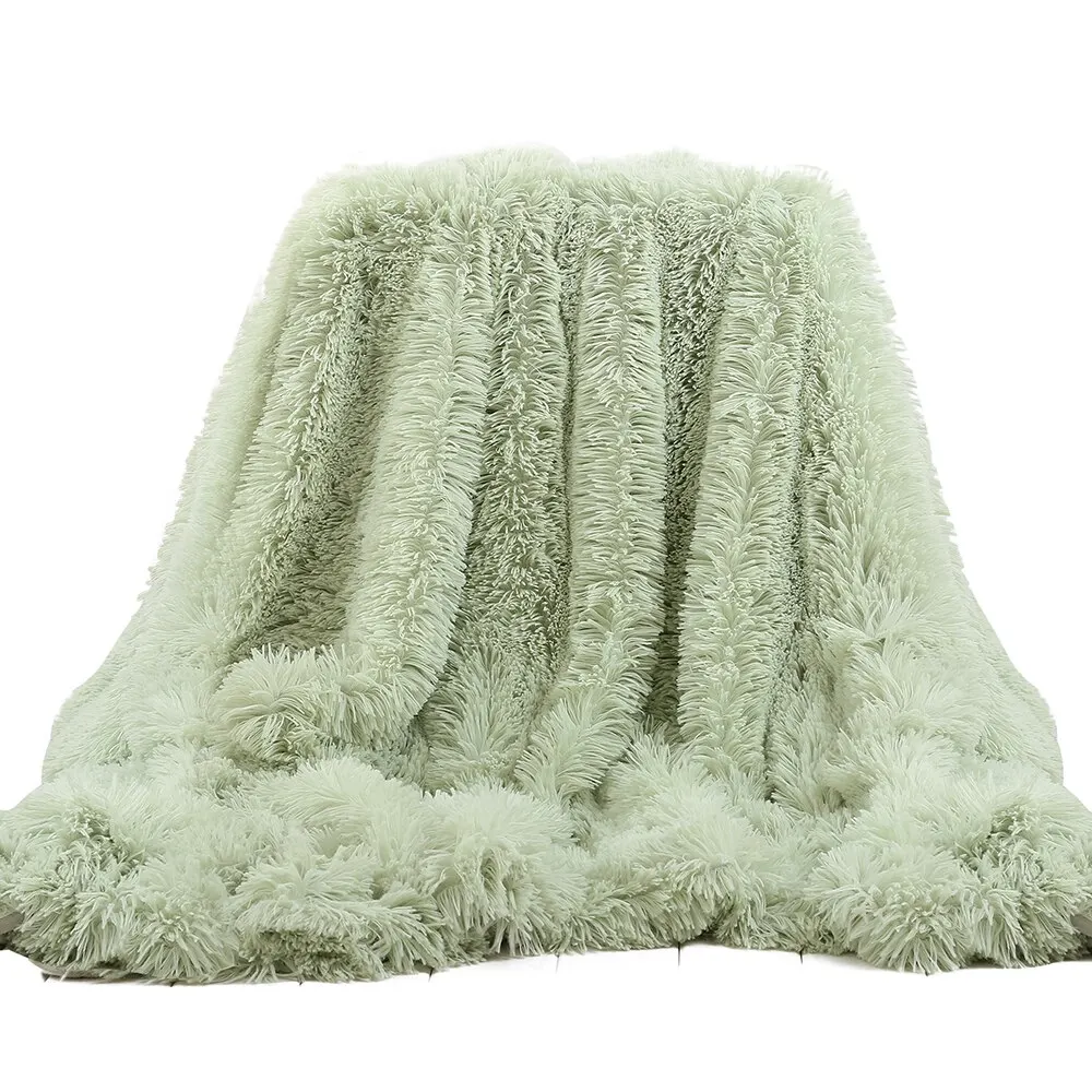 DIDIHOU 130x160cm Solid Color Shaggy Blanket Soft Plush Reversible Baby Blankets Washable Bed Couch Microfiber Adult Blanket