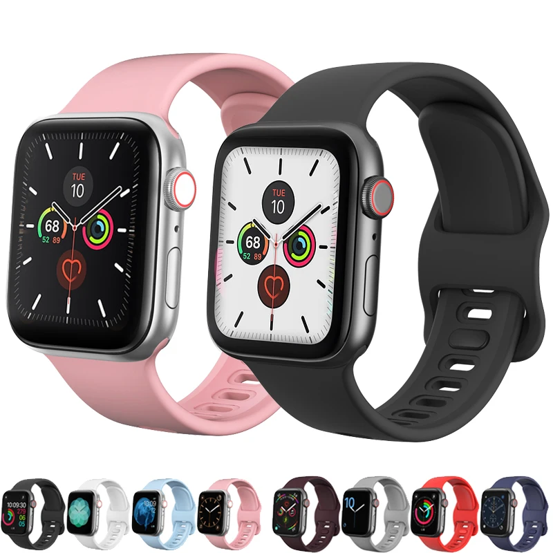 Силиконовый ремешок для Apple Watch 44 мм 40 мм iwatch 38 мм 42 мм высококачественный спортивный браслет резиновый ремешок для часов Apple Watch 4 5
