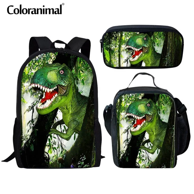 Coloranimal/комплект из 3 предметов, школьная сумка для подростков, для мальчиков, детей, 3D, крутой рюкзак с динозавром, школьный рюкзак, сумка-портфель - Цвет: CC5501CGK