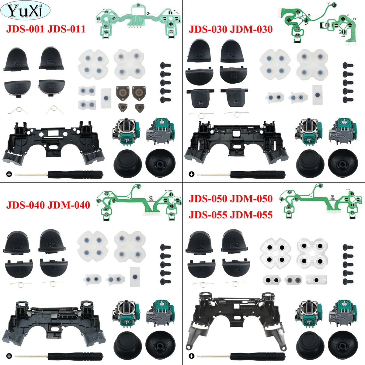 Ps4 Proスリムコントロールキット 1 R1 R2コントローラー修理キット トリガーボタン 3dアナログコントローラー レッグキャップ 導電性ラバーフィルム 交換部品 アクセサリー Aliexpress