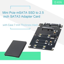 Mini Pcie mSATA SSD до 2,5 дюймов SATA3 адаптер карты с корпусом 7 мм Толщина Черный
