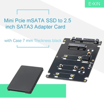 

Mini Pcie mSATA SSD to 2.5 inch SATA3 Adapter Card with Case 7 mm Thickness black