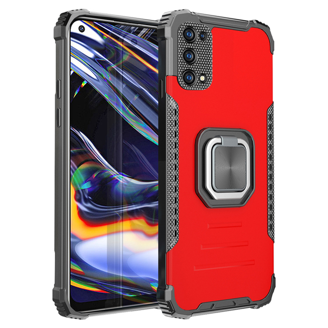 Case for Oppo Realme 7 Pro Reno 4 Reno 5 A15 A93 A92 A72 A53 A31 Armor Metal Ring Coque Anti-fall Mobile Phone Case Cover