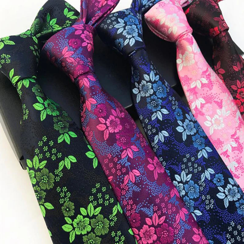 Модные Бизнес галстук Вышивка Цветы Узор Для мужчин галстук Повседневное личность вышивка дышащая Бизнес галстук аксессуар